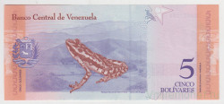 Банкнота. Венесуэла. 5 боливаров 2018 год.