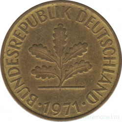 Монета. ФРГ. 10 пфеннигов 1971 год. Монетный двор - Гамбург (J).