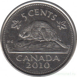 Монета. Канада. 5 центов 2010 год.