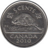 Монета. Канада. 5 центов 2010 год. ав.