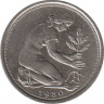  Монета. ФРГ. 50 пфеннигов 1980 год. Монетный двор - Карлсруэ (G). ав.