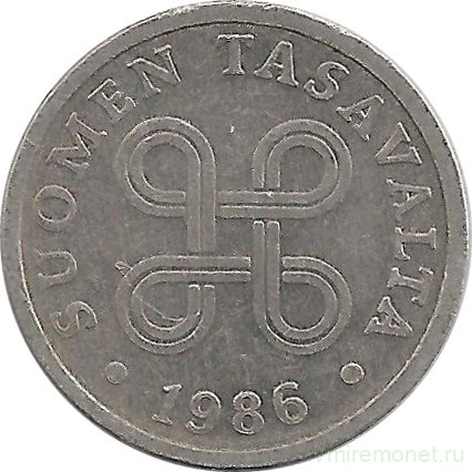 Монета. Финляндия. 5 пенни 1986 год.