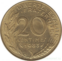 Монета. Франция. 20 сантимов 1983 год.