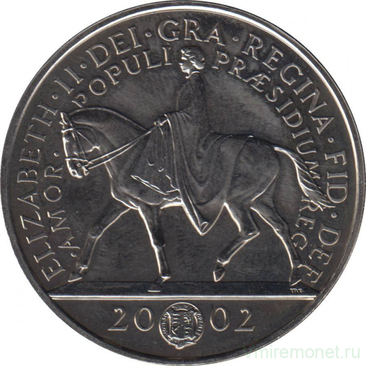 Монета. Великобритания. 5 фунтов 2002 год. Золотой юбилей правления королевы Елизаветы II.