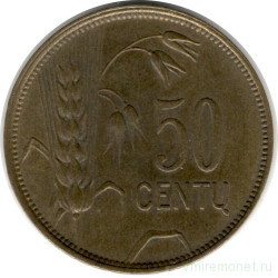 Монета. Литва. 50 центов 1925 год.