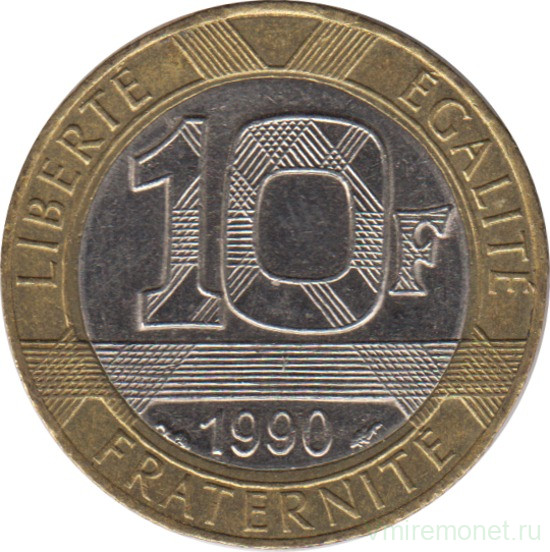 Монета. Франция. 10 франков 1990 год.