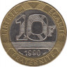  Монета. Франция. 10 франков 1990 год. ав.