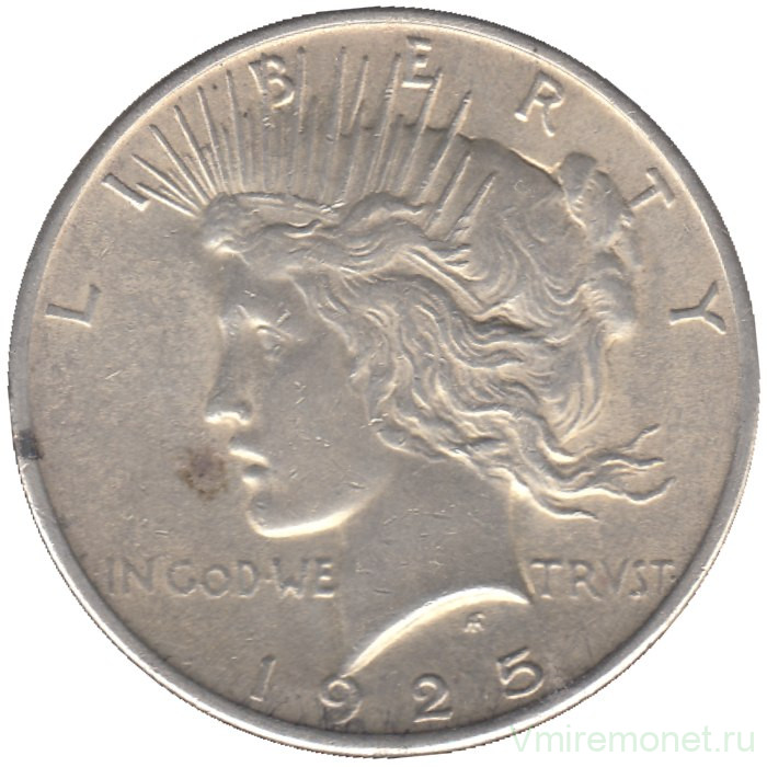 Монета. США. 1 доллар 1925 год.