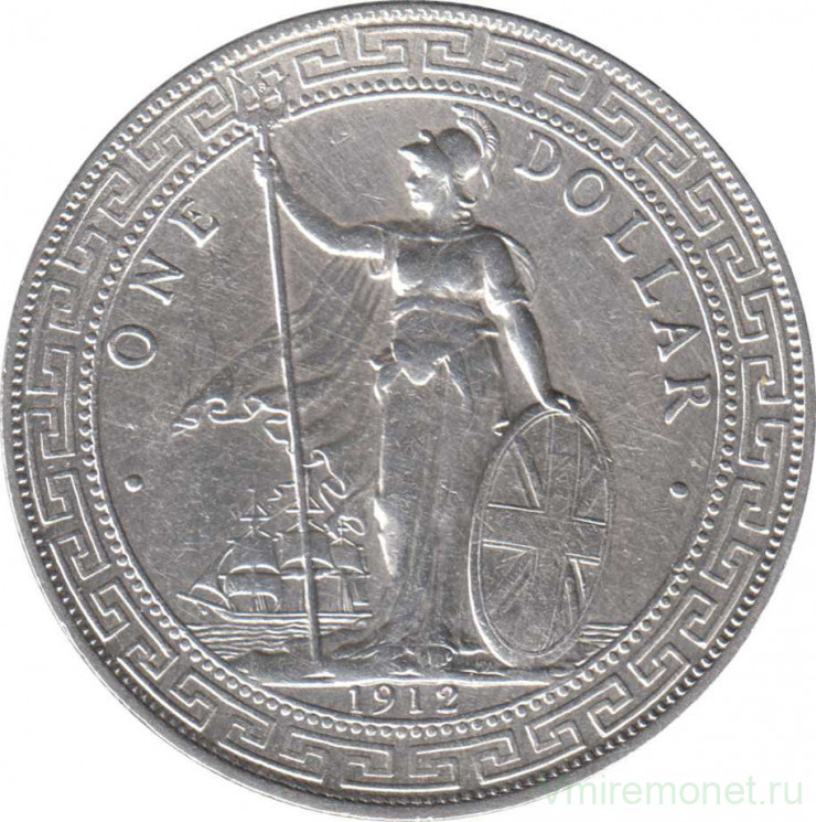 Монета. Великобритания. 1 доллар 1912 год. Британский торговый доллар.