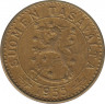 Аверс. Монета. Финляндия. 20 марок 1955 год.