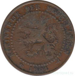 Монета. Нидерланды. 1 цент 1901 год.