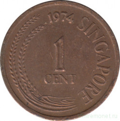 Монета. Сингапур. 1 цент 1974 год.