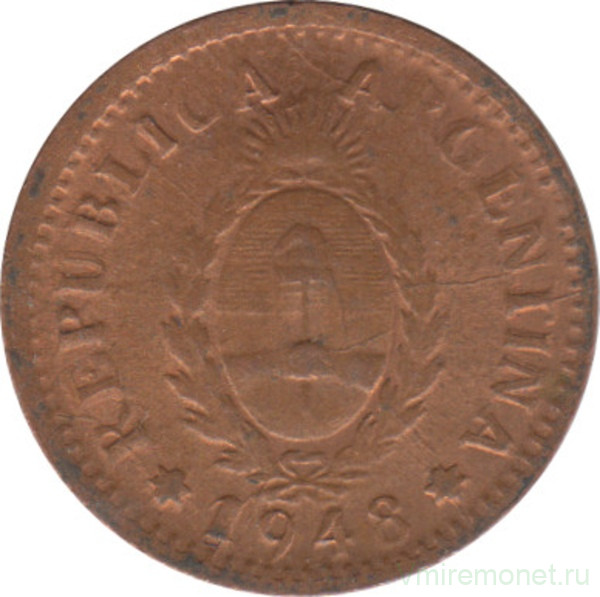 Монета. Аргентина. 1 сентаво 1948 год.