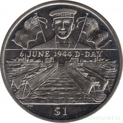 Монета. Великобритания. Британские Виргинские острова. 1 доллар 2004 год. 60 лет высадке в Нормандии. Флот.