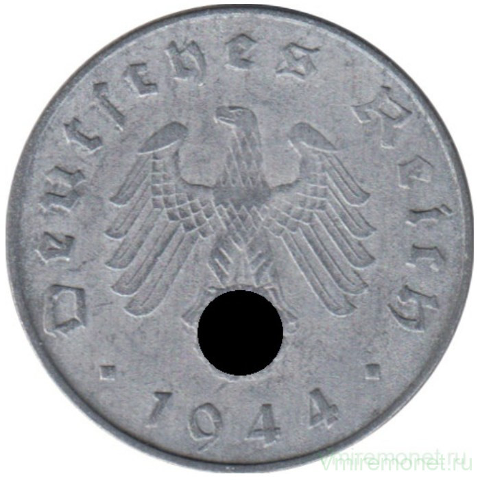 Монета. Германия. Третий Рейх. 10 рейхспфеннигов 1944 год. Монетный двор - Мюнхен (D).