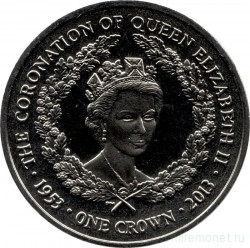 Монета. Фолклендские острова. 1 крона 2013 год. 60 лет коронации Королевы Елизаветы II.