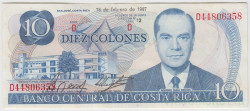 Банкнота. Коста-Рика. 10 колонов 1987 год.