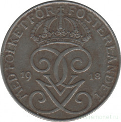 Монета. Швеция. 5 эре 1918 год. 