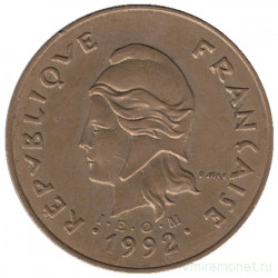 Монета. Новая Каледония. 100 франков 1992 год.