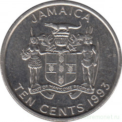 Монета. Ямайка. 10 центов 1993 год.