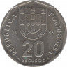 Монета. Португалия. 20 эскудо 1986 год. ав.
