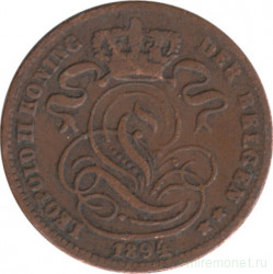 Монета. Бельгия. 1 сантим 1894 год. Der Belgen.