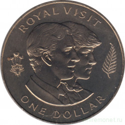 Монета. Новая Зеландия. 1 доллар 1983 год. Королевский визит.