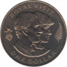 Монета. Новая Зеландия. 1 доллар 1983 год. Королевский визит. ав.