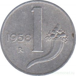 Монета. Италия. 1 лира 1958 год.