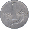 Монета. Италия. 1 лира 1958 год. ав.