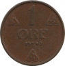  Монета. Норвегия. 1 эре 1940 год. ав.