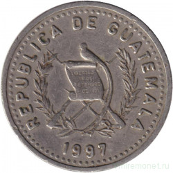 Монета. Гватемала. 25 сентаво 1997 год.