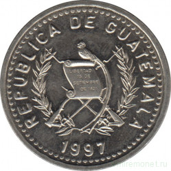 Монета. Гватемала. 25 сентаво 1997 год.