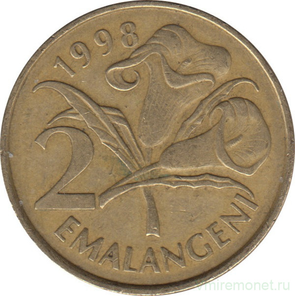 Монета. Свазиленд. 2 эмалангени 1998 год.