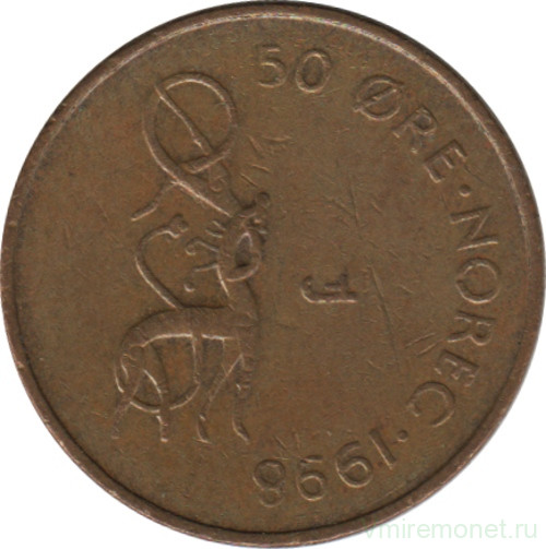 Монета. Норвегия. 50 эре 1998 год.