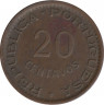 Монета. Ангола. 20 сентаво 1948 год. 300 лет революции 1648 года. рев.