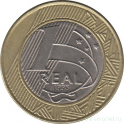 Монета. Бразилия. 1 реал 1998 год.
