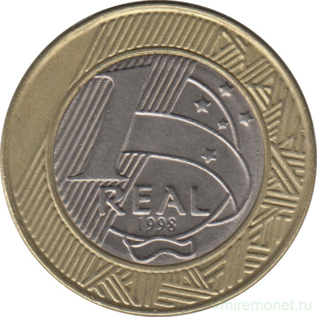 Монета. Бразилия. 1 реал 1998 год.