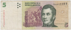 Банкнота. Аргентина. 5 песо 2003 год. Тип 353а(3).