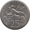 Монета. Ямайка. 25 центов 1975 год. рев.