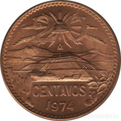 Монета. Мексика. 20 сентаво 1974 год.