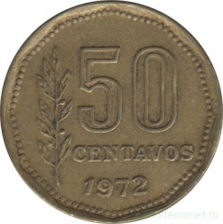 Монета. Аргентина. 50 сентаво 1972 год.