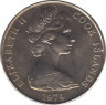 Монета. Острова Кука. 50 центов 1974 год. ав.
