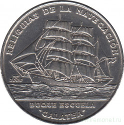 Монета. Куба. 1 песо 2000 год. Реликвии судостроения. Парусное судно "Галатея".