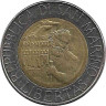Аверс. Монета. Сан-Марино. 500 лир 1994 год.