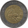 
Реверс. Монета. Сан-Марино. 500 лир 1994 год.