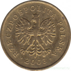 Монета. Польша. 1 грош 2003 год.