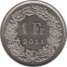  Монета. Швейцария. 1 франк 2011 год. ав.