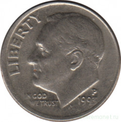 Монета. США. 10 центов 1993 год. Монетный двор P.