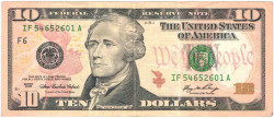 Банкнота. США. 10 долларов 2006 год. Серия IF. Тип 525.
